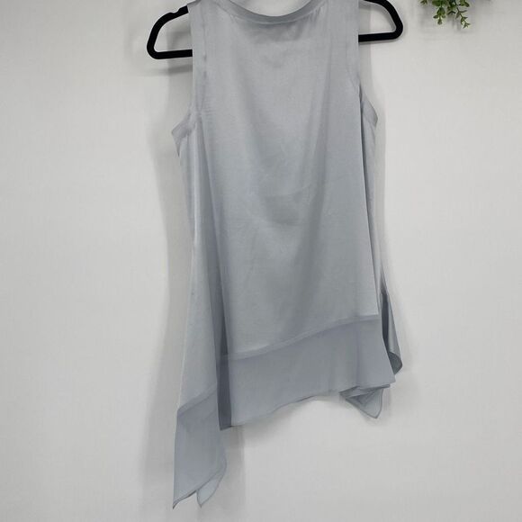 Eileen Fisher Silk Charmeuse Stretch Sleeveless Asymmetric Tunic Top Grey XS - Picture 4 of 14